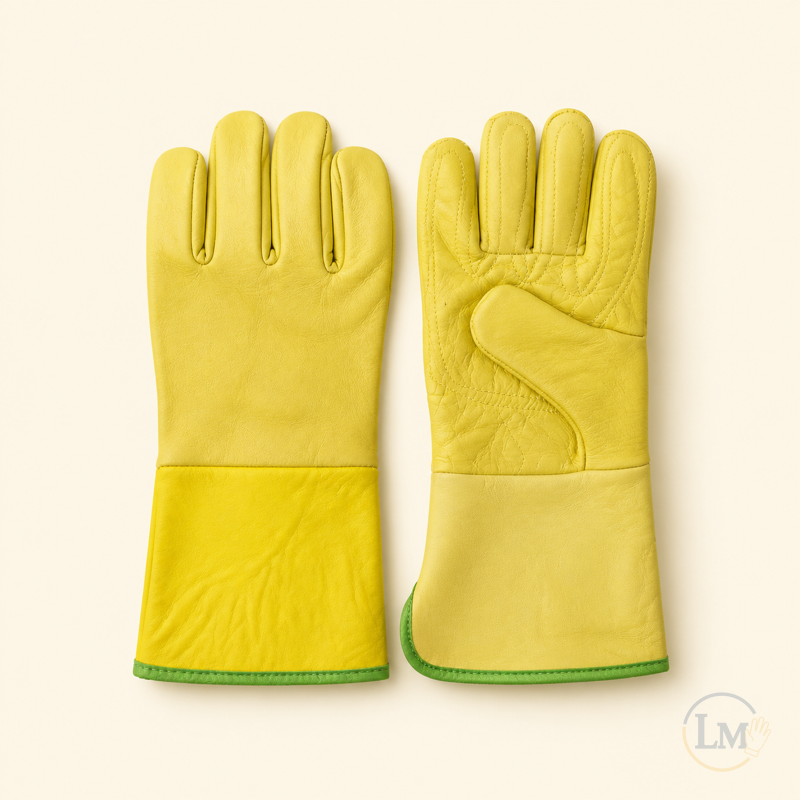 Guante amarillo de vaqueta con refuerzo interno
